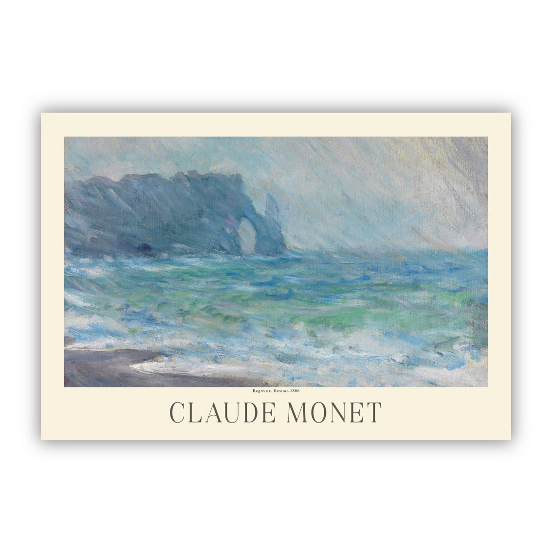 Claude Monet Etretat Rainstorm Misty Cliffs Churning Sea Art Poster - Image 2