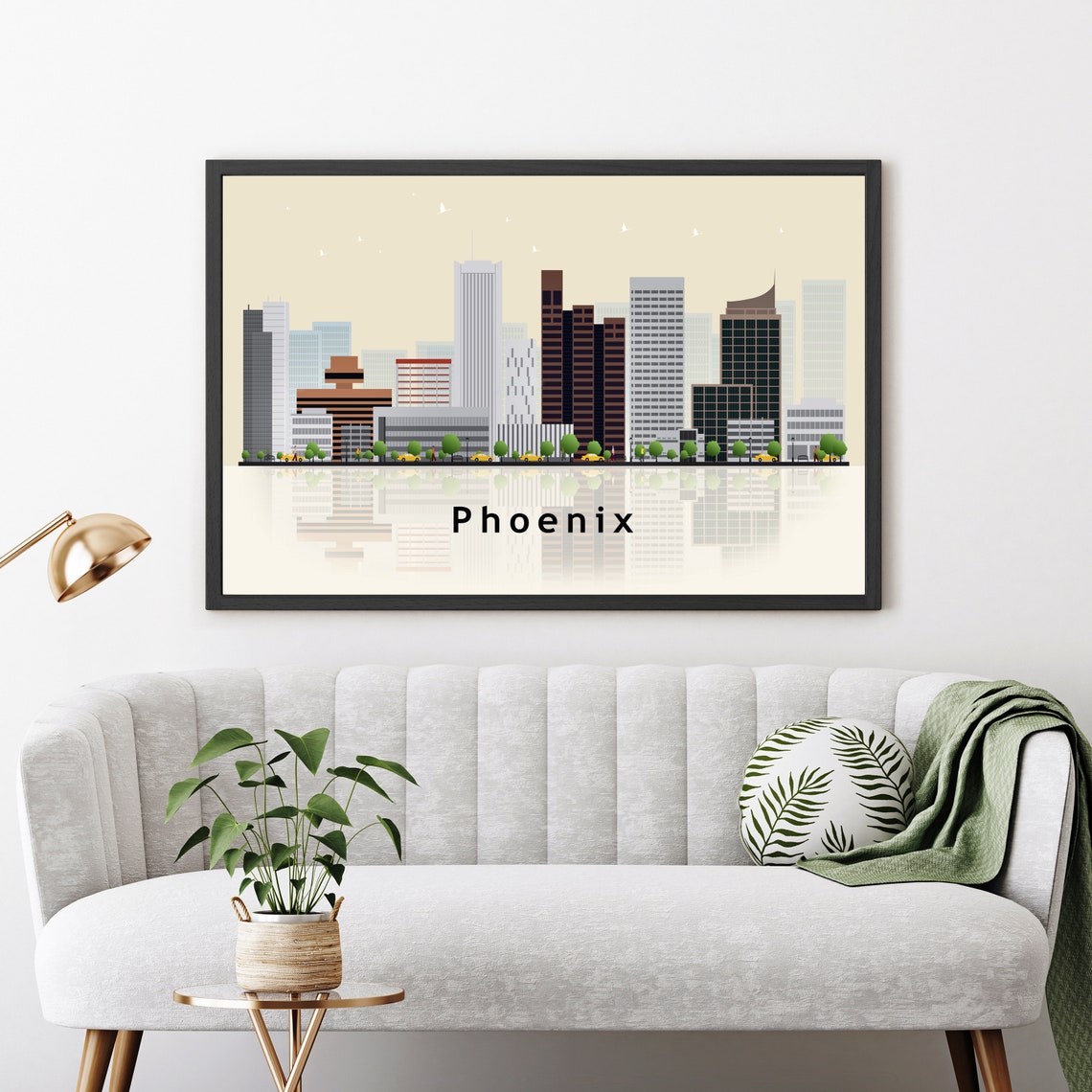 Phoenix Arizona Desert Downtown Skyline Illustration Travel Poster