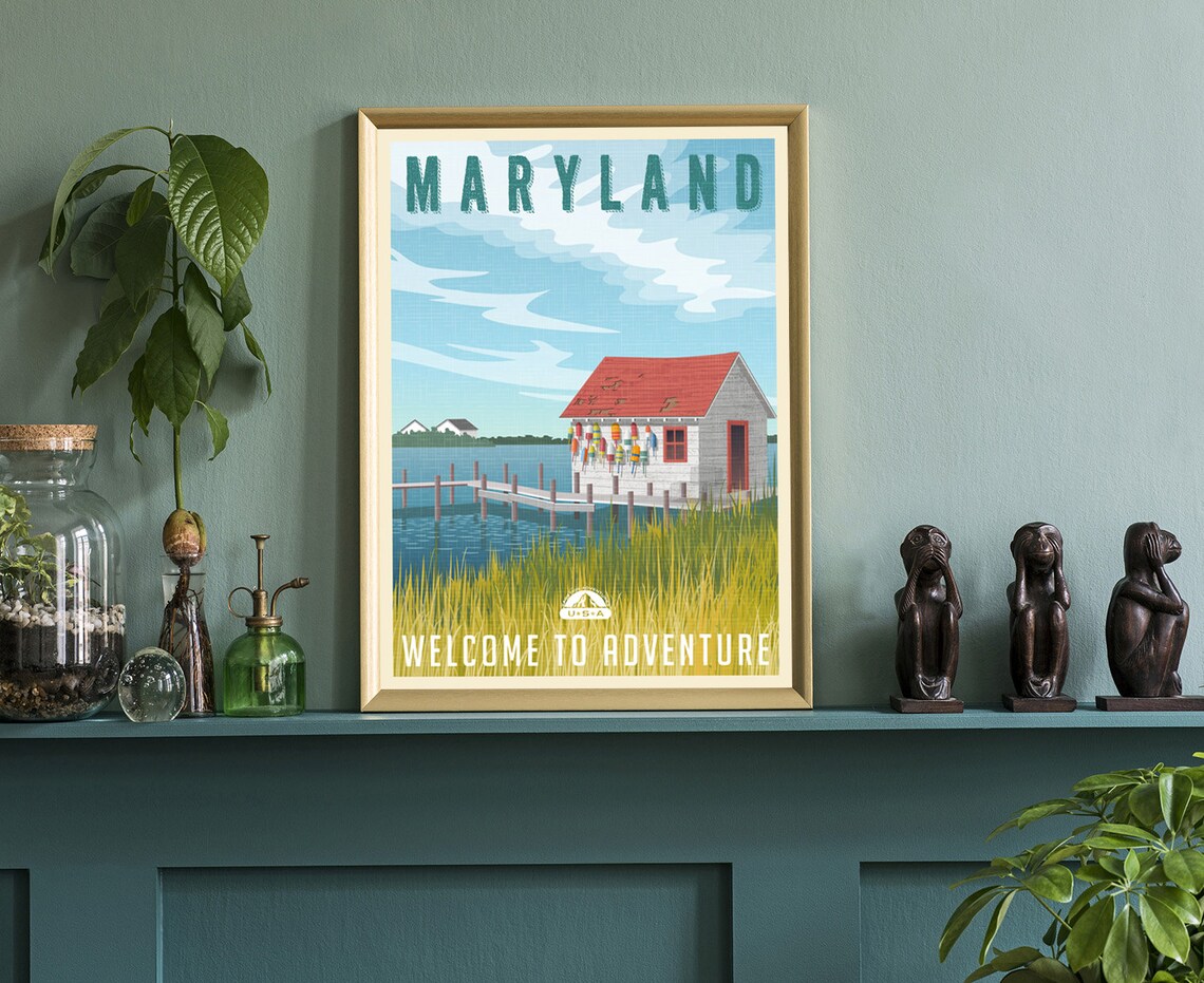 Maryland Crab Shack Retro Travel Poster Welcome to Adventure Art Print - Image 3