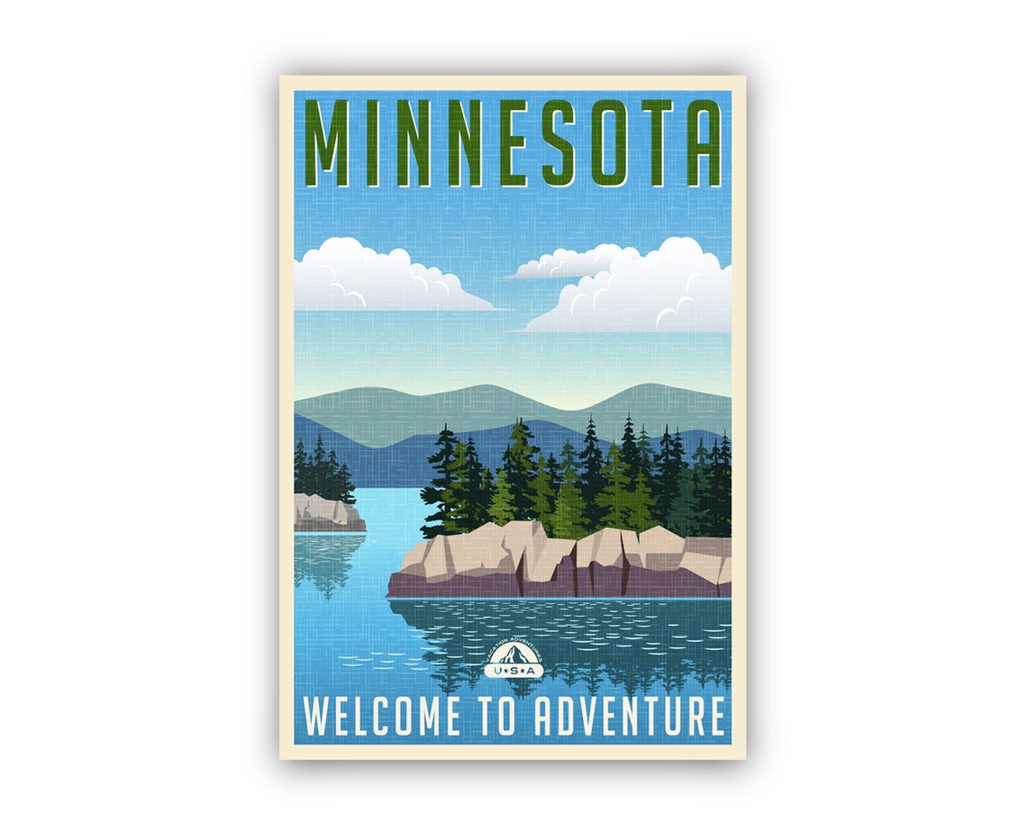 Minnesota Lake Pine Forest Retro Welcome to Adventure Travel Poster - Image 2