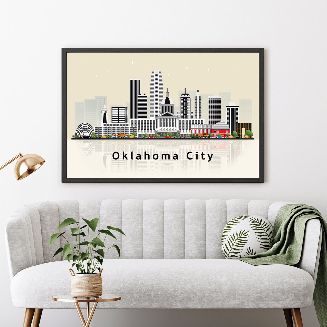 Oklahoma City Devon Tower Skyline Flat Illustration Travel Poster - Image 3