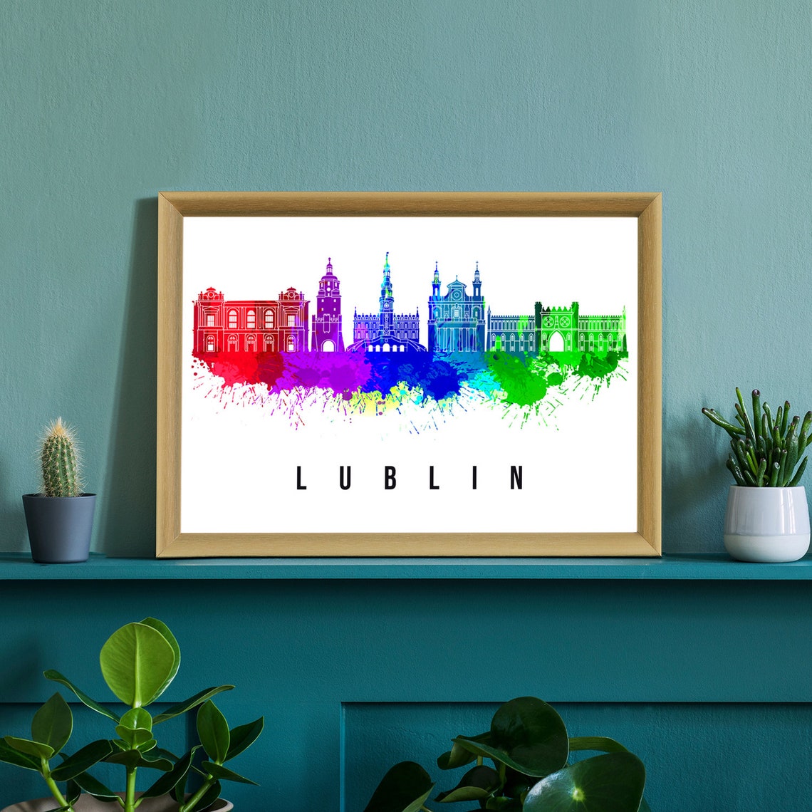 Lublin Poland Krakow Gate Cathedral Watercolor Skyline Poster - Image 2