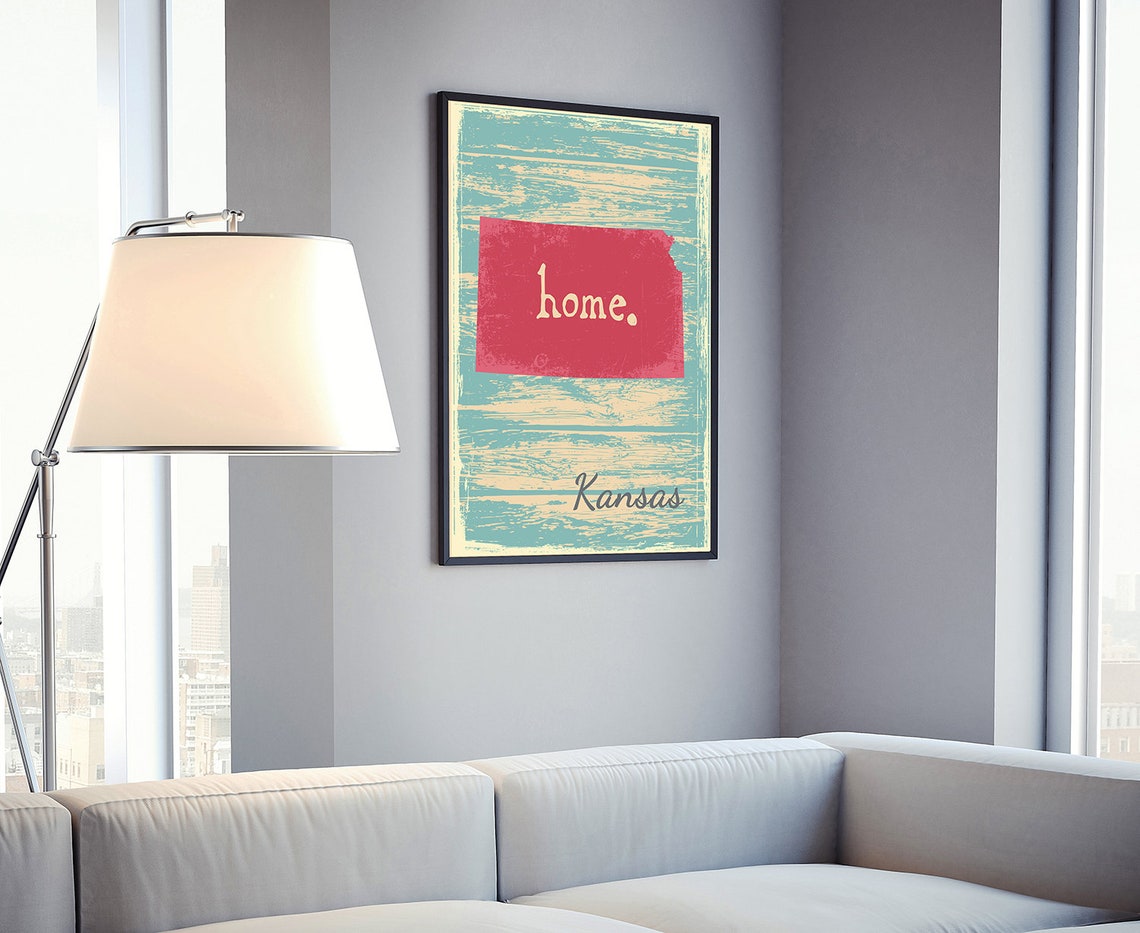 Kansas Home State Silhouette Rustic Distressed Wood Wall Art Poster - Image 4