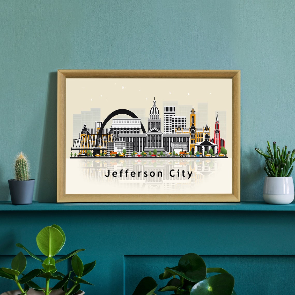 Jefferson City Missouri Capitol Dome Flat Illustration Travel Poster - Image 2