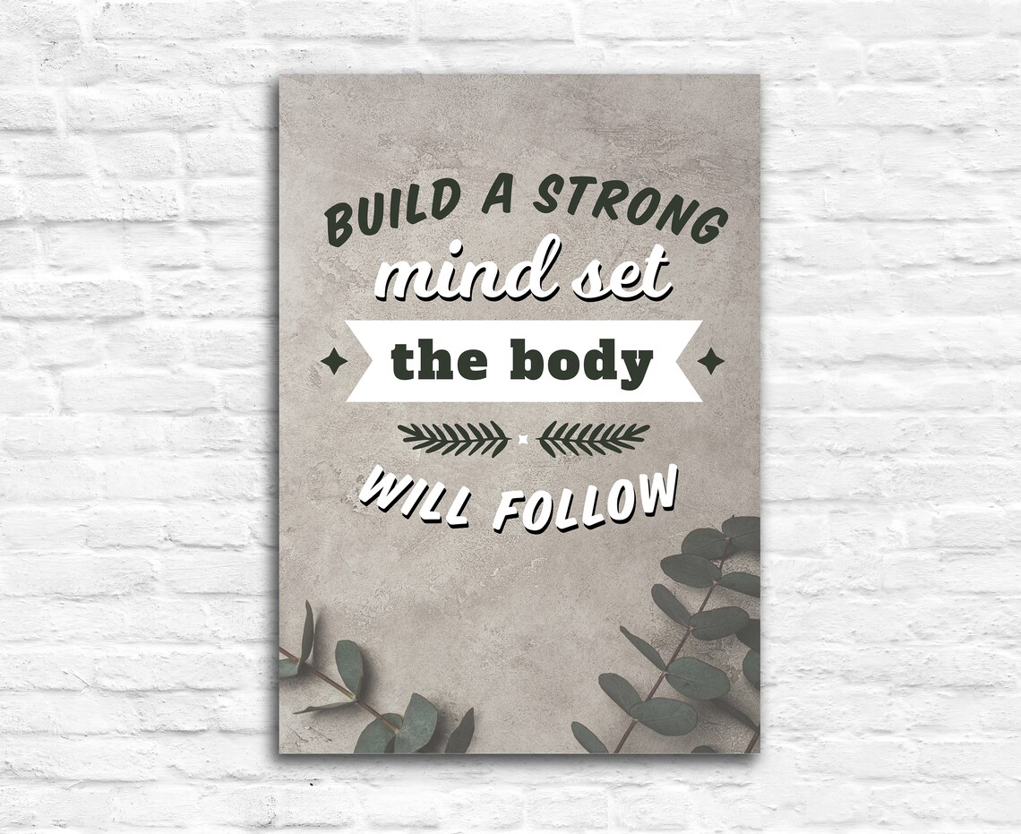 Build A Strong Mind Set Gym Quote Fitness Motivational Wall Poster - Image 3