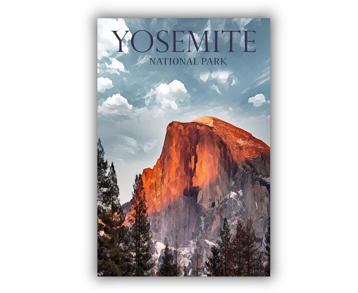 Yosemite National Park Half Dome Sunset Vintage Travel Poster - Image 4