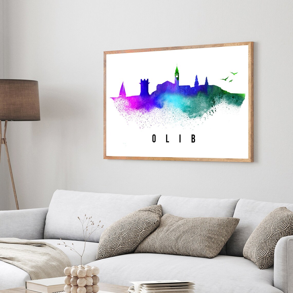 Olib Croatia Watercolor Island Silhouette Sailboat Travel Poster - Image 3