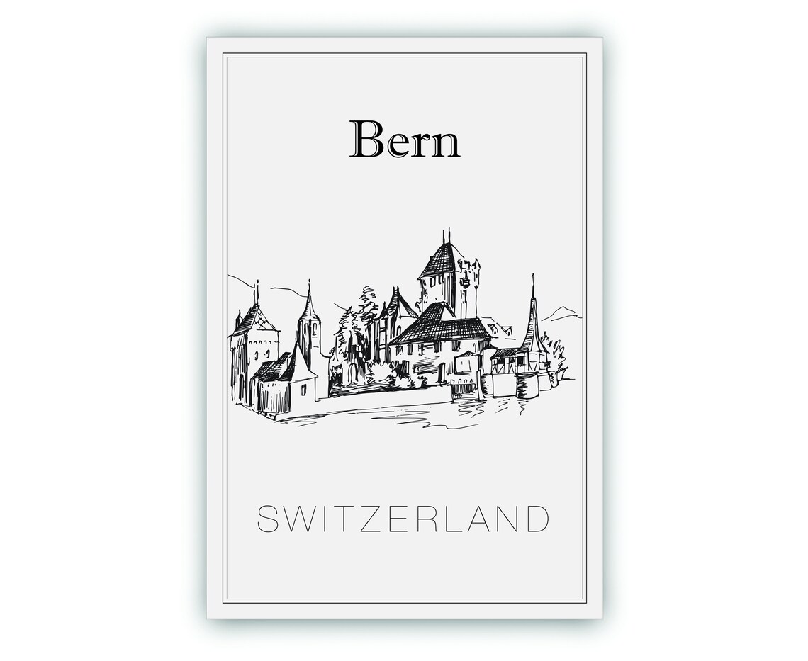 Bern Switzerland Hand Drawn Old Town Line Art City Sketch Poster - Image 2