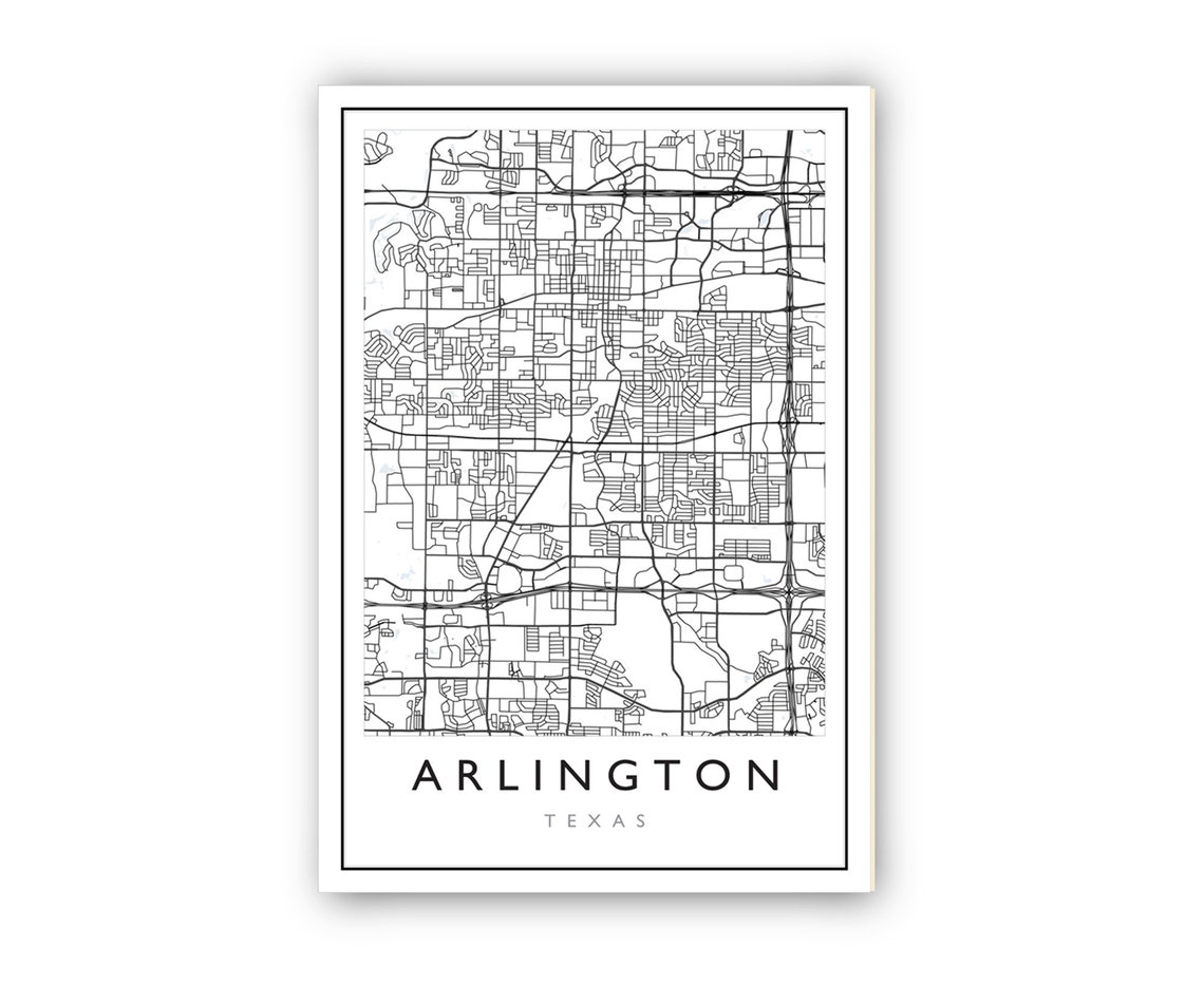 Arlington Texas Minimalist Street Road Map Modern Wall Art Print - Image 2