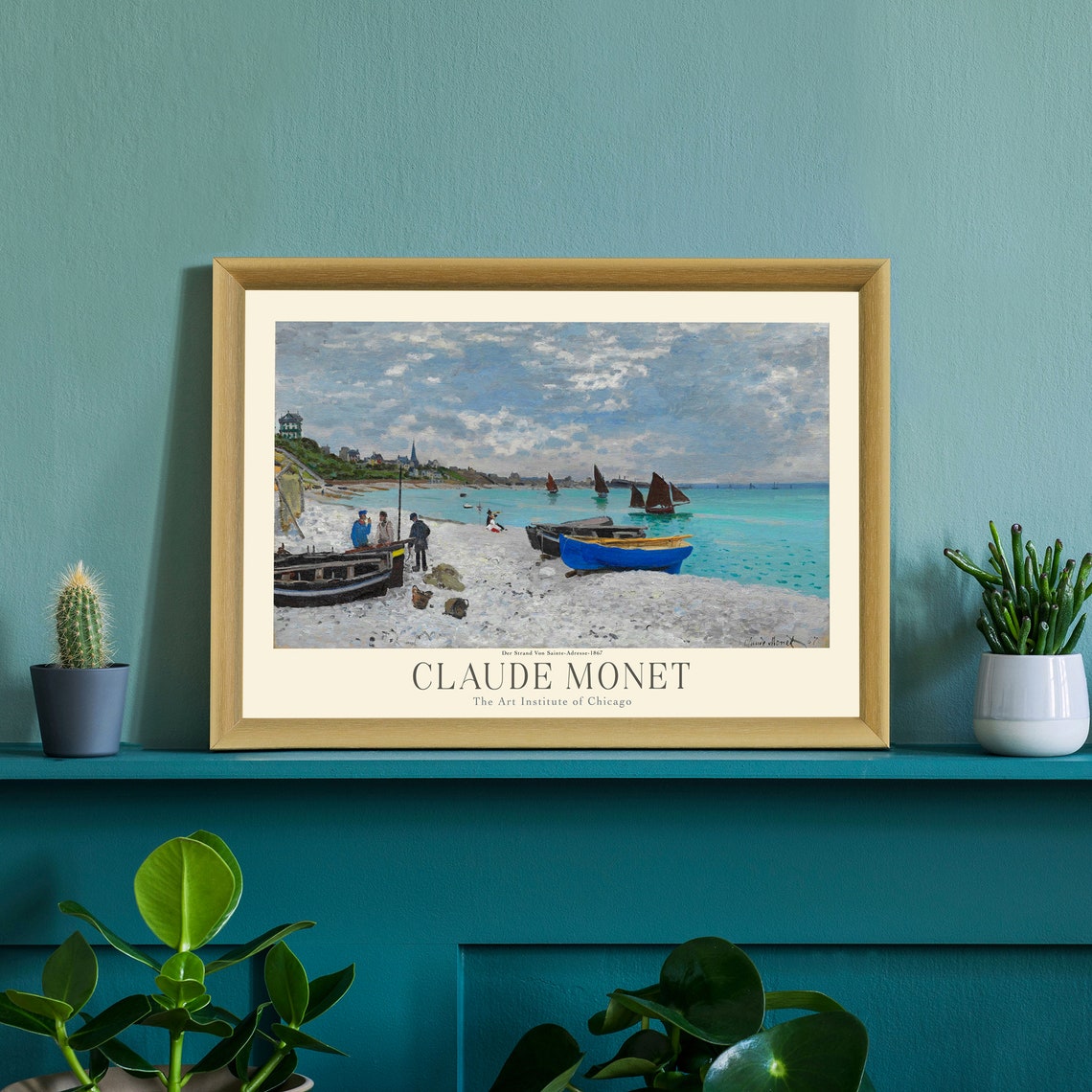 Claude Monet Sainte-Adresse Beach Boats 1867 Shore Scene Art Poster - Image 3