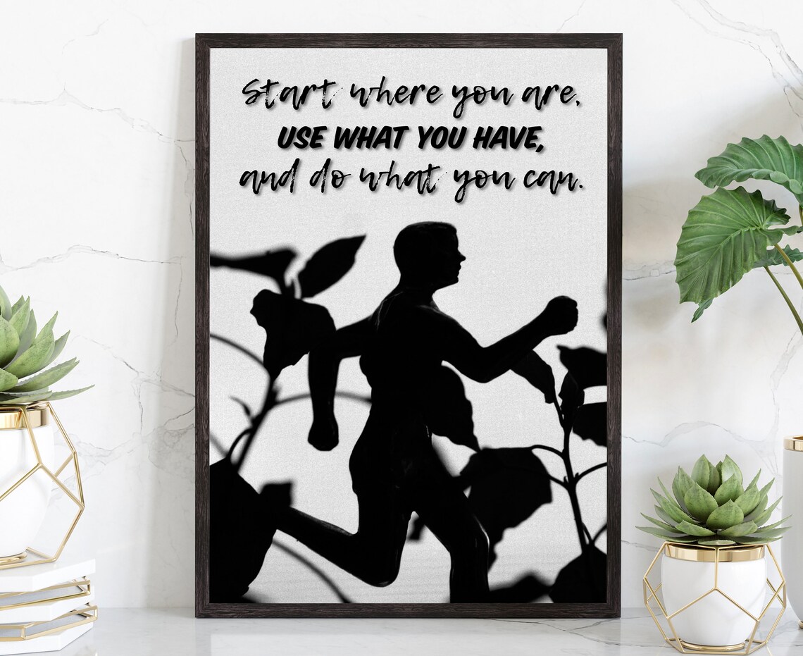 Start Where You Are Running Silhouette Gym Fitness Quote Poster Art