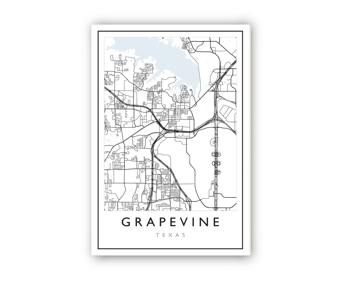 Grapevine Texas City Street Map Minimalist Modern Travel Poster - Image 2