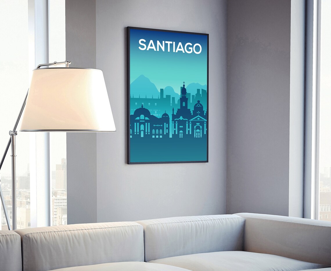 Santiago Chile Skyline Andes Mountains Minimalist City Travel Poster - Image 4