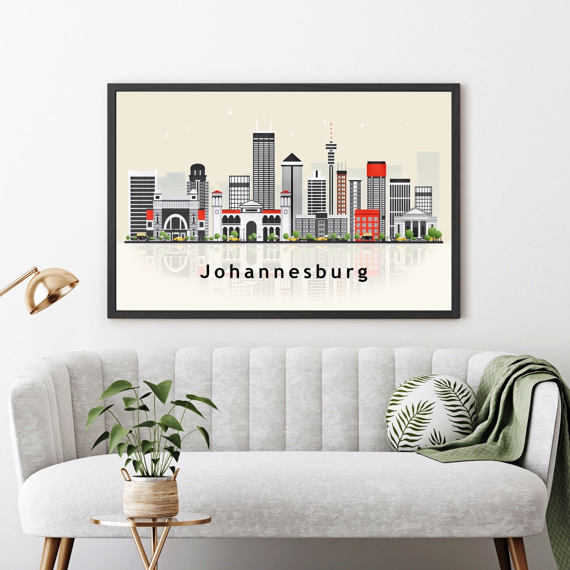 Johannesburg South Africa City Skyline Flat Vector Travel Poster - Image 3