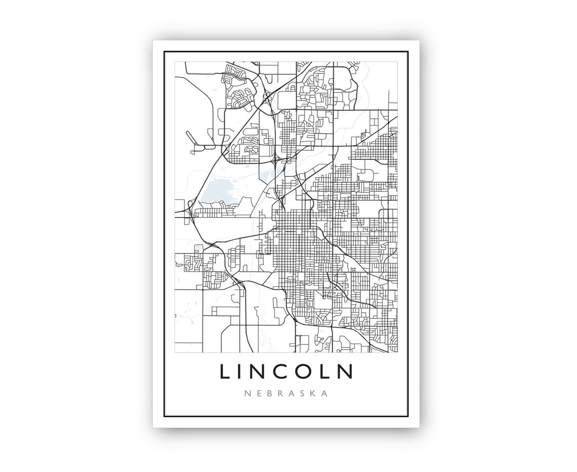Lincoln Nebraska Minimalist City Street Map Line Art Wall Poster - Image 2