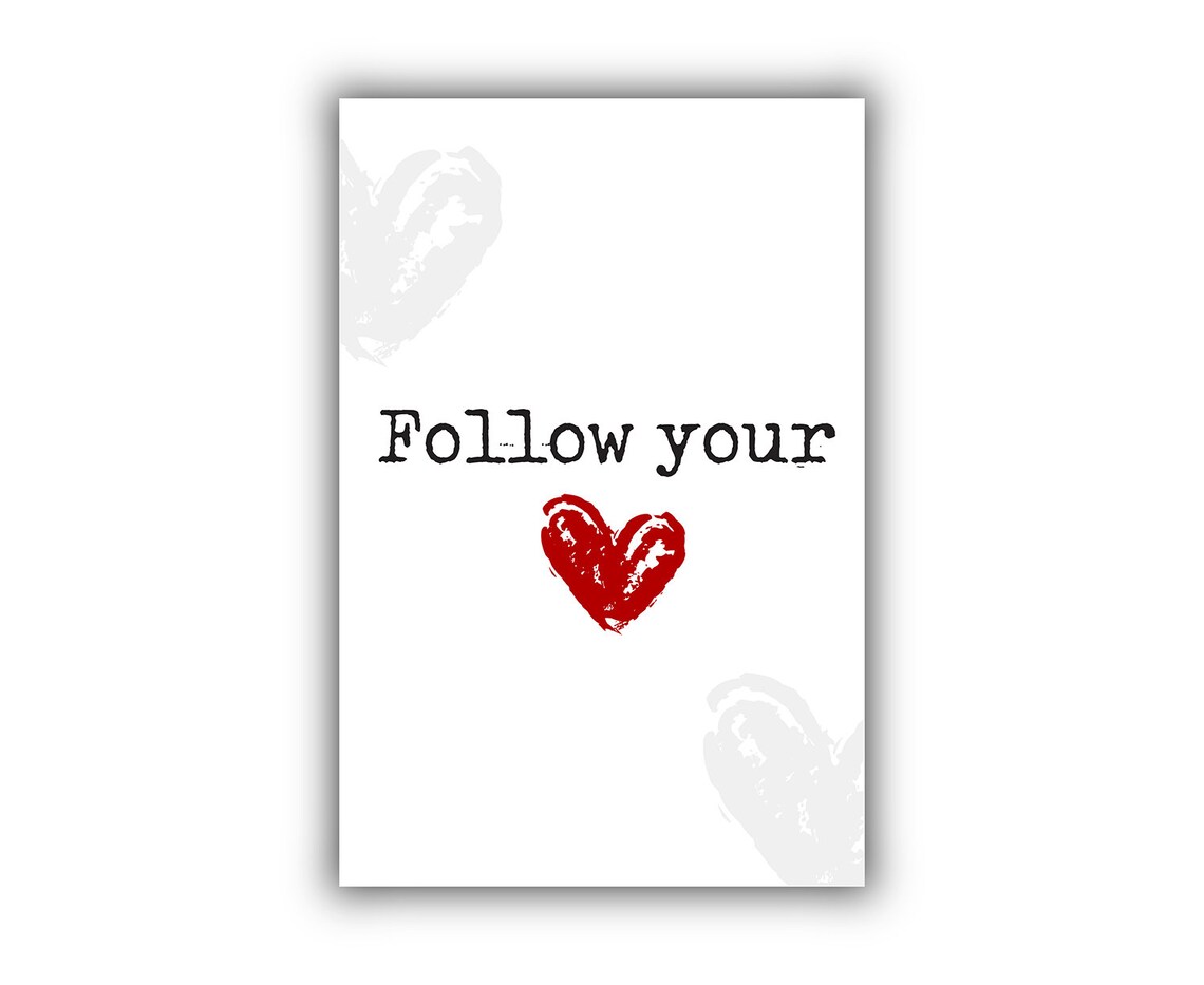 Follow Your Heart Red Heart Typewriter Font Minimalist Quote Poster - Image 2