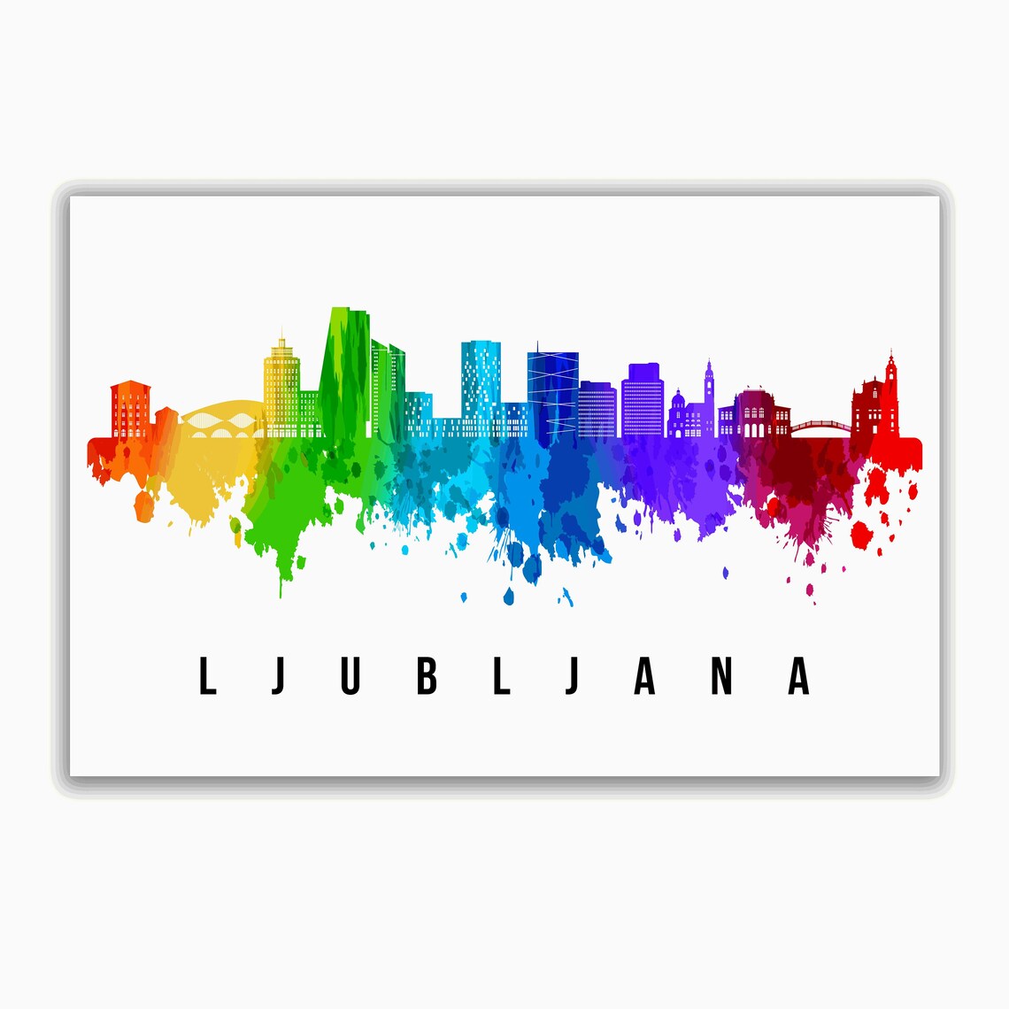 Ljubljana Slovenia Poster Skyline Poster Cityscape And Landmark Ljubljana City Illustration Home Wall Art Office Decor - Image 2