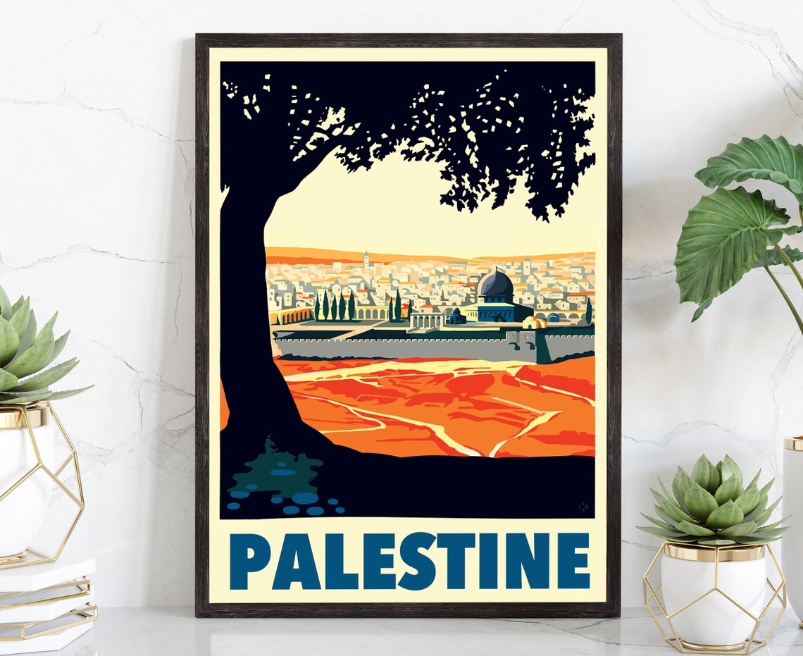 Palestine Jerusalem Dome Of The Rock Retro Vintage Travel Poster
