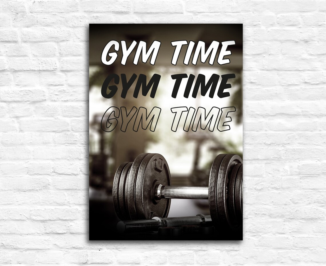 Gym Time Dumbbell Photo Motivational Fitness Workout Wall Art Poster - Image 3