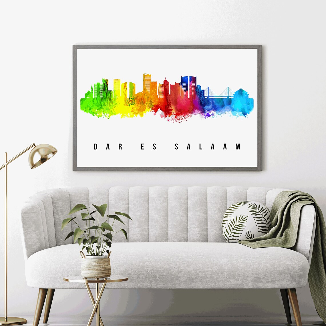 Dar Es Salaam Tanzania Rainbow Watercolor Skyline Cityscape Poster - Image 2