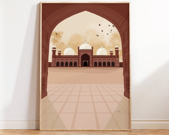 Badshahi Mosque Print Pakistan Wall Art Lahore Art Travel Gift Masjid Print Islamic Print Desi Art Asian Art Muslim Decor