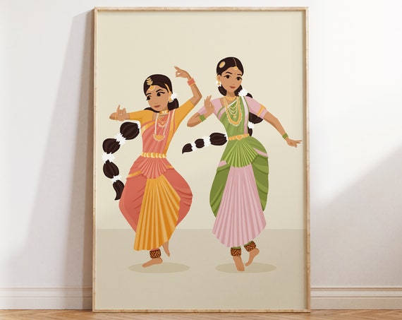 Bharatanatyam Kids Art Indian Girls Room Art Desi Kids Desi Art Nursery Wall Art Childrens Room South Asian Indian Art Brown Girl