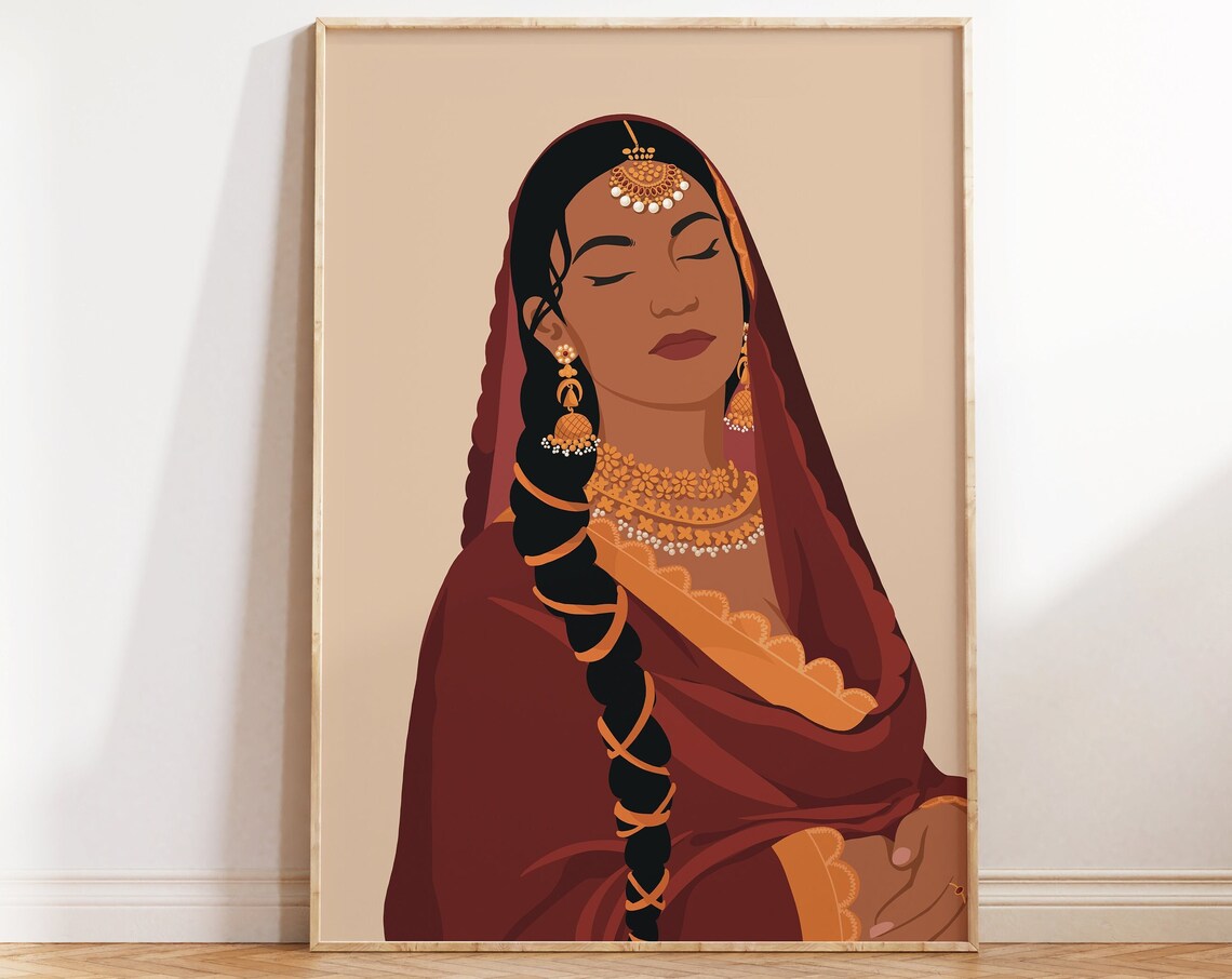 Punjabi Woman in Suit, Modern South Asian Art Print