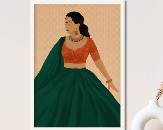 Indian Woman Art Print, South Asian Decor