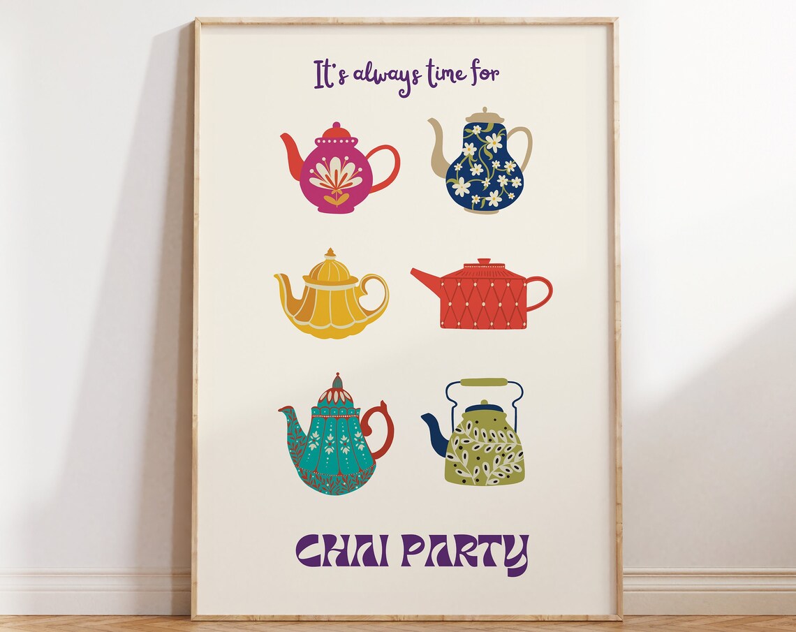 Chai Party Art Print, Indian Kitchen Decor
