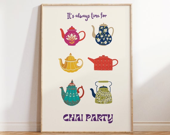 Chai Party Art Print, Indian Kitchen Decor