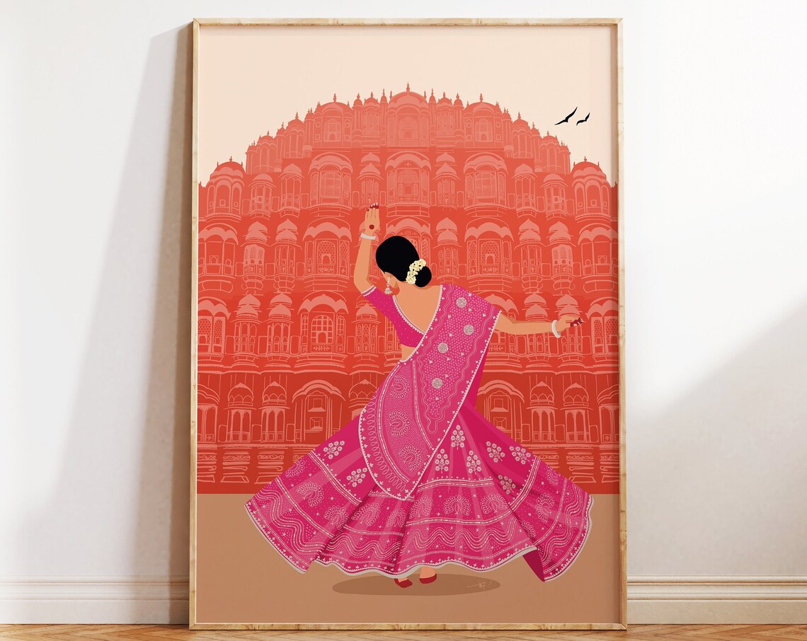 Hawa Mahal Jaipur Travel Poster, Rajasthan Art Print