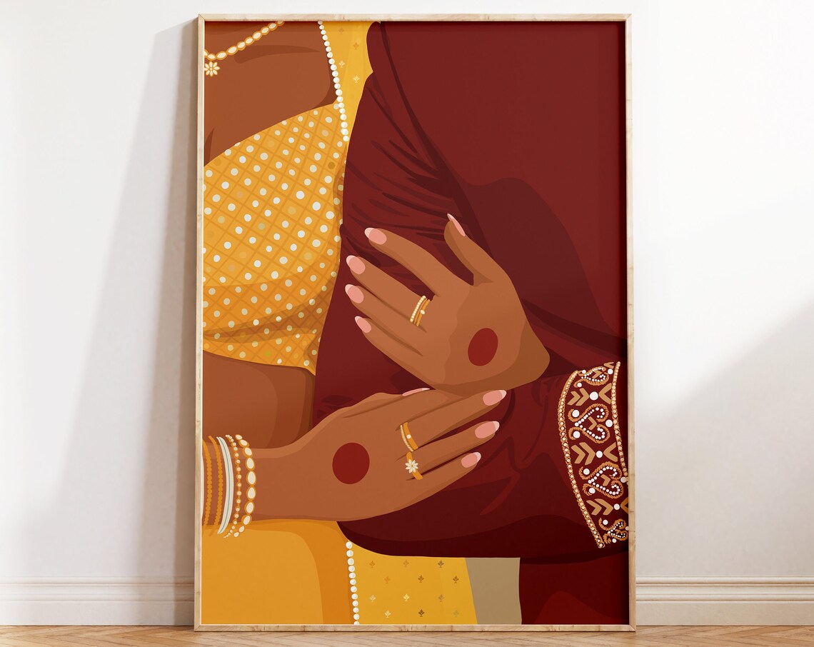 Indian Couple Art, Indian Wedding Couple Portrait