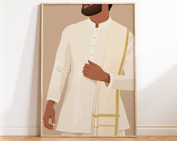 South Asian Man Portrait, Indian Art Print