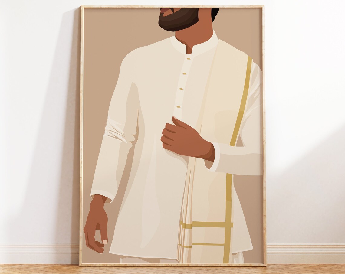 South Asian Man Portrait, Indian Art Print