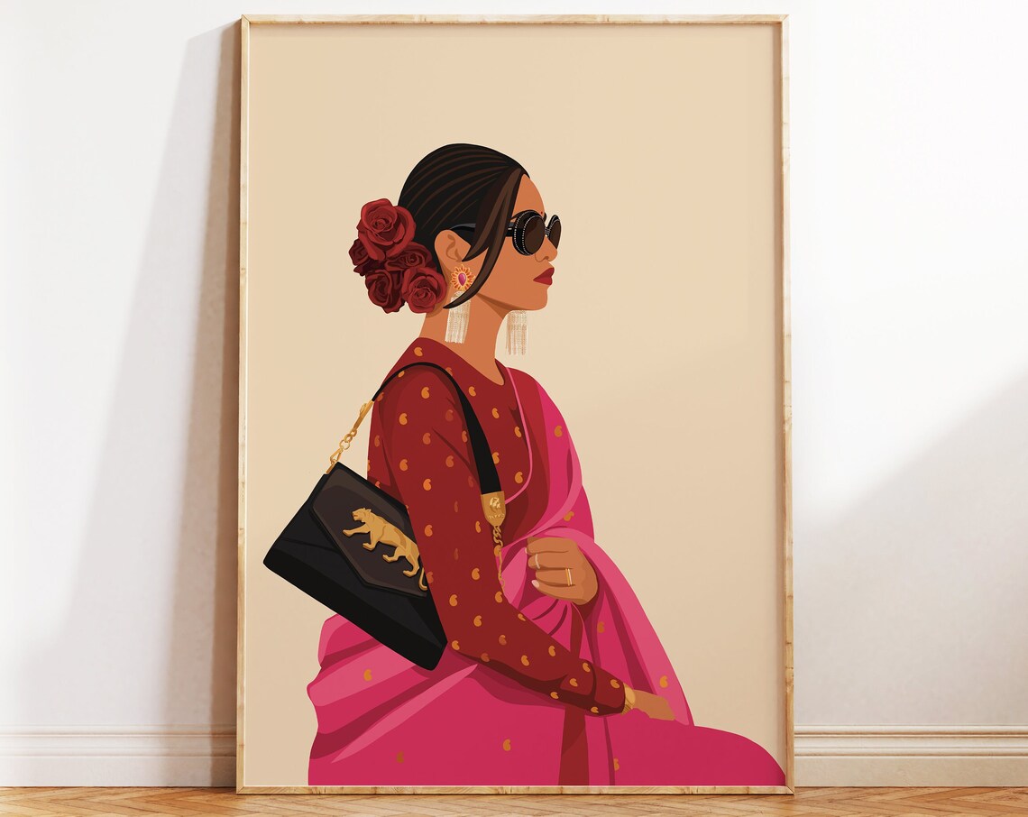 Indian Woman, Modern Boho South Asian Art Print