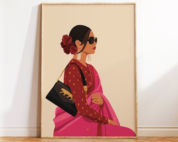 Indian Woman, Modern Boho South Asian Art Print