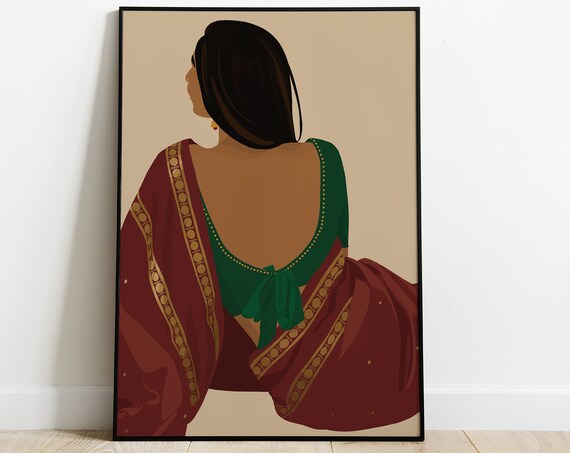 Indian Women In Saree, Desi Wall Art Print
