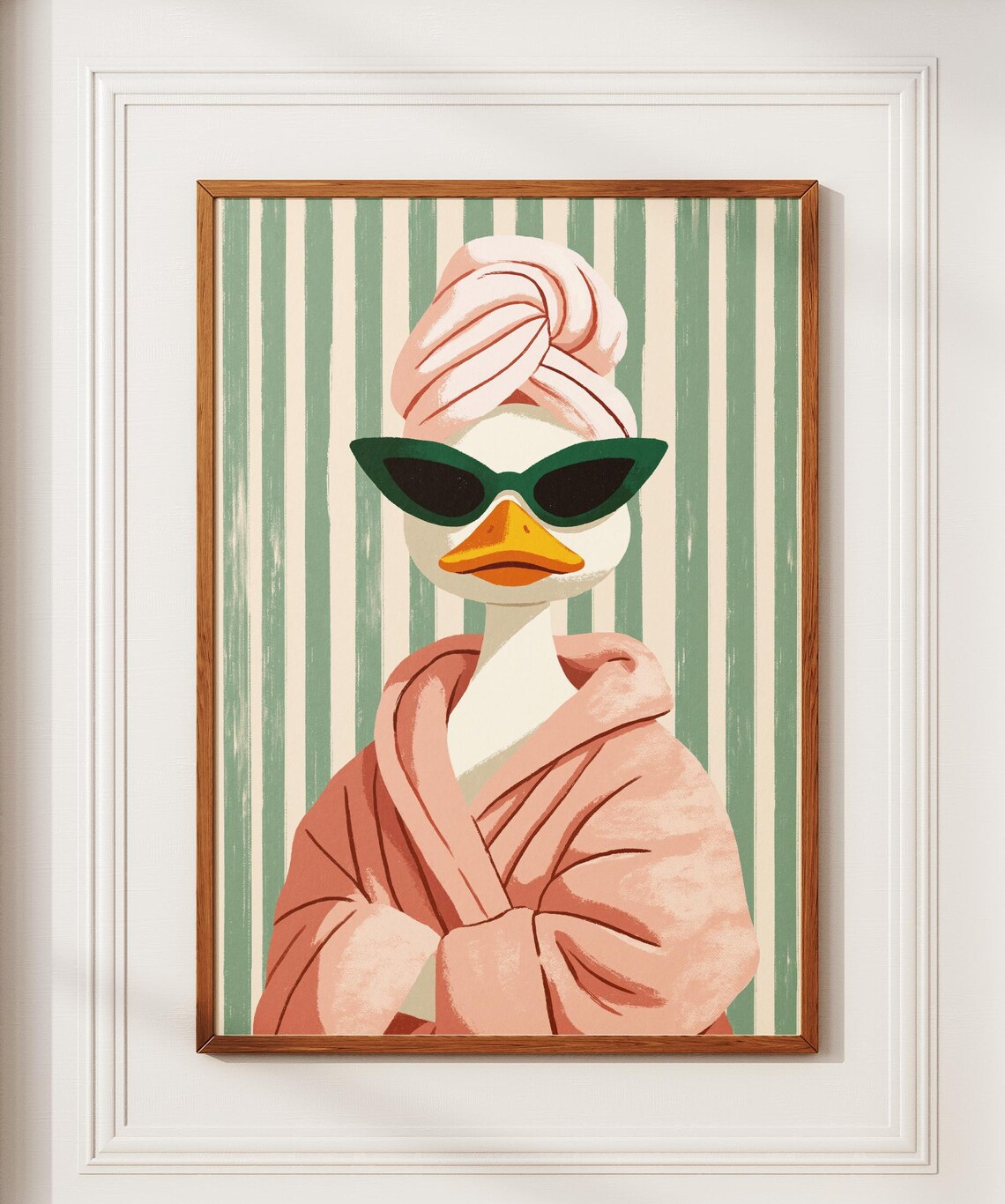 Sassy Spa Day Duck in Robe and Sunglasses Fun Retro Animal Poster