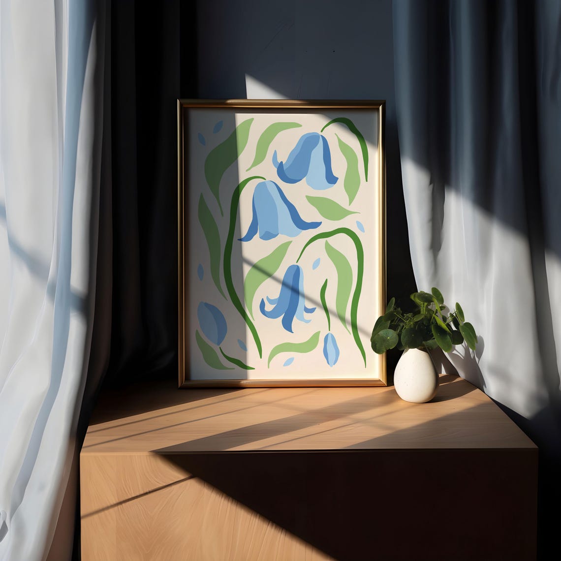 Bluebell Flowers on Cream Retro Maximalist Botanical Art Poster - Image 5