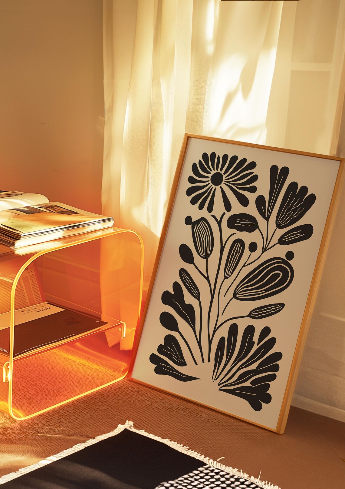 Black Floral Bouquet Abstract Botanical Poster in Matisse Cut-Out Style - Image 2
