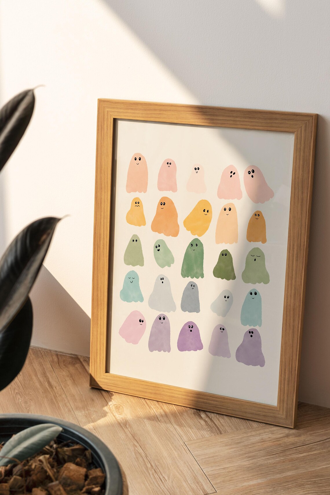 Cute Halloween Ghosts Watercolor Print, Minimalist - Image 4