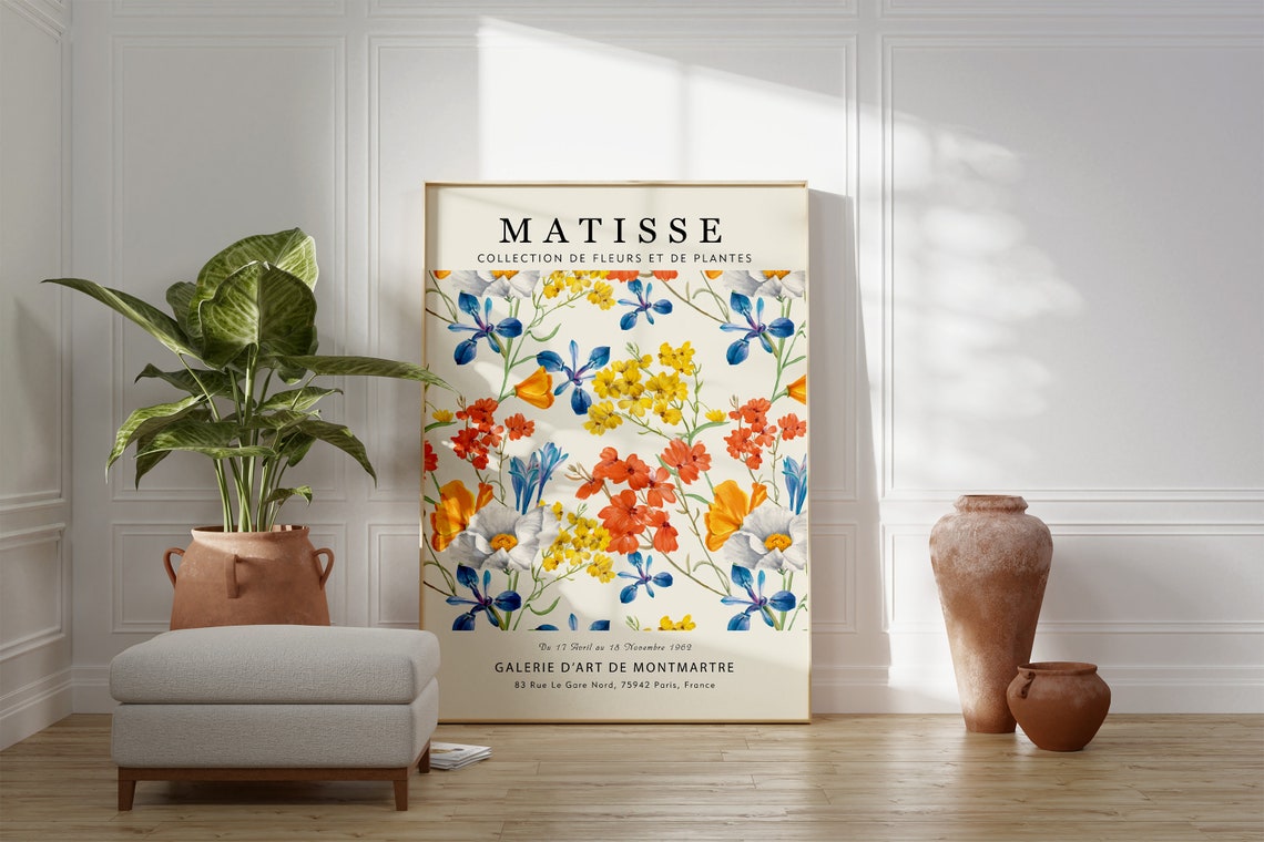 Matisse Bright Wildflower Garden Blue Iris Floral Gallery Print