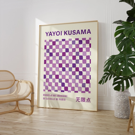 Yayoi Kusama Style Lavender Purple Checkered Dreamy Art Poster