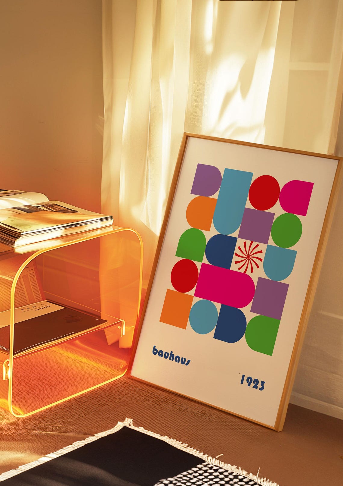 Bauhaus 1923 Bright Geometric Pinwheel Motif Exhibition Poster - Image 2