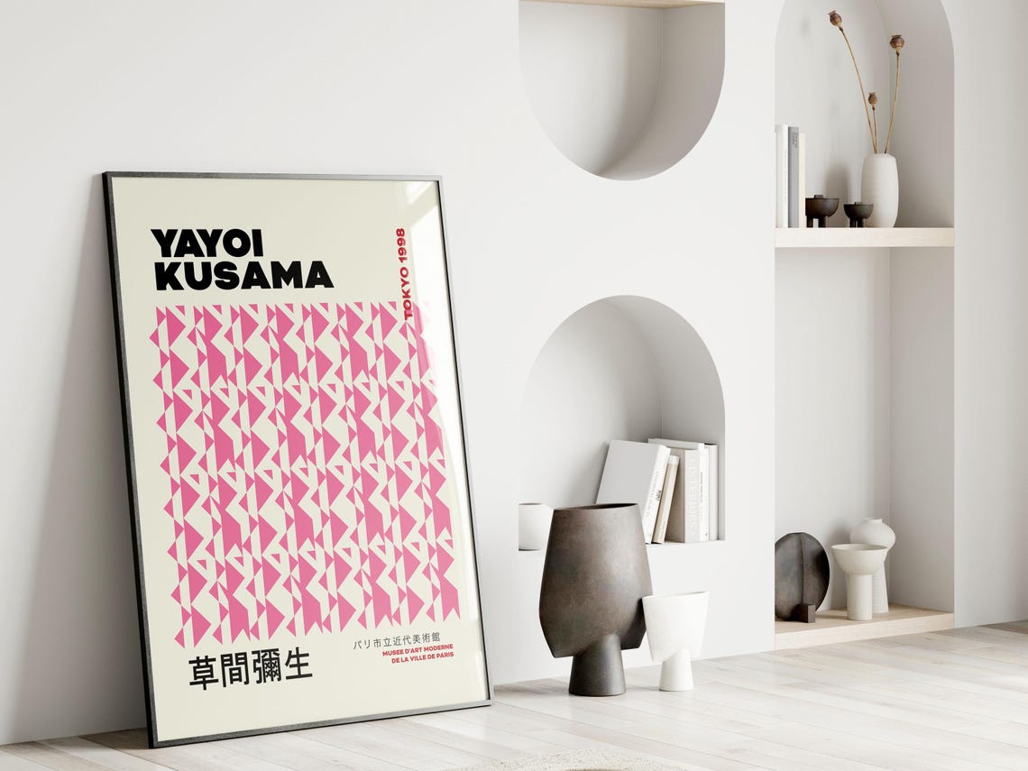 Yayoi Kusama Tokyo 1998 Pink Triangle Pattern Exhibition Art Poster - Image 2