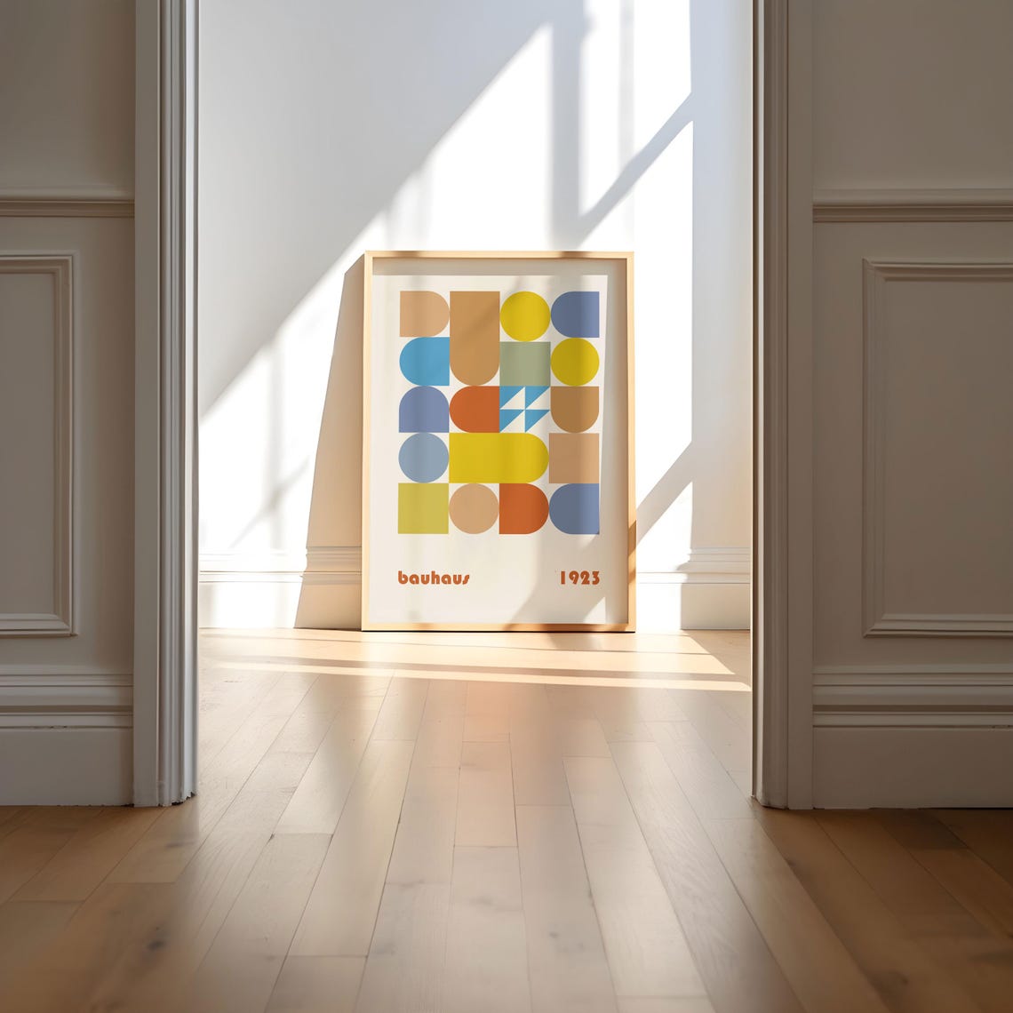 Bauhaus 1923 Blue Rust Geometric Triangle Grid Exhibition Poster - Image 4