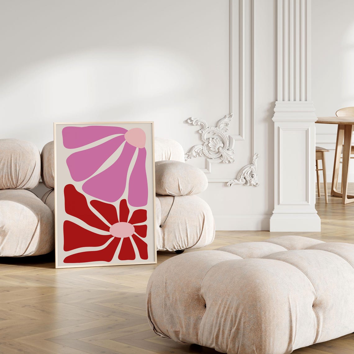 Pink and Red Groovy Flower Abstract Poster Retro Pop Art Style - Image 4