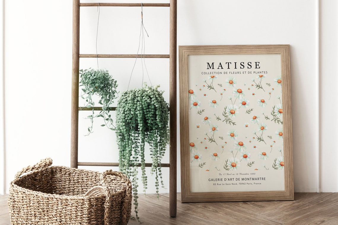 Matisse White Daisy Orange Center Wildflower Gallery Art Print - Image 3
