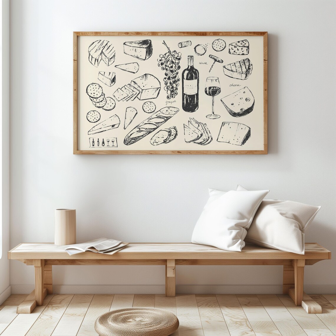 Wine And Cheese Kitchen Art Print, French Dining Decor - Image 3