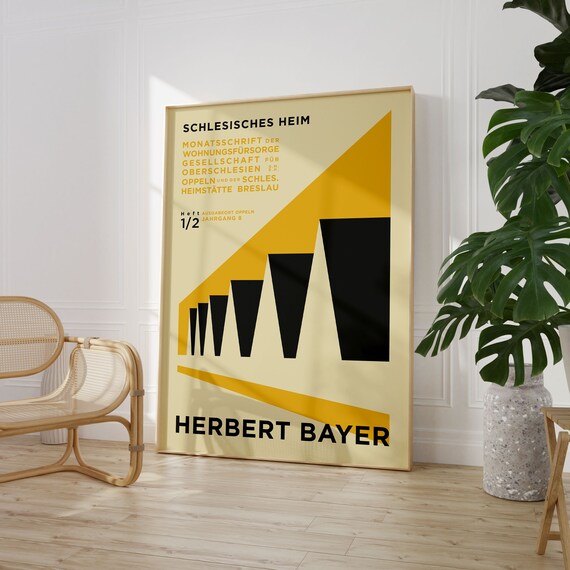 Yellow Geometric Bauhaus Print Museum Poster Architectural Print Vintage Poster Office Wall Decor